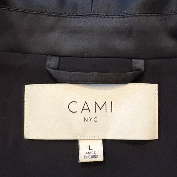 CAMI NYC Black Silk Blazer Large Sheer Lace Sleeves Single Button Luxuy - Picture 5 of 6